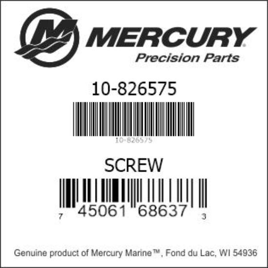 Bar codes for Mercury Marine part number 10-826575