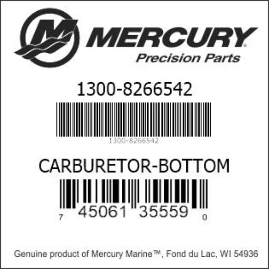 Bar codes for Mercury Marine part number 1300-8266542