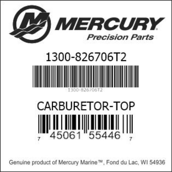 Bar codes for Mercury Marine part number 1300-826706T2