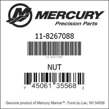 Mercury Marine part number 11-8267088 NUT Bar codes for Mercury Marine part number 11-8267088