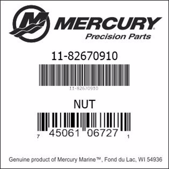 Bar codes for Mercury Marine part number 11-82670910