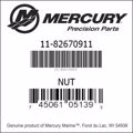 Bar codes for Mercury Marine part number 11-82670911
