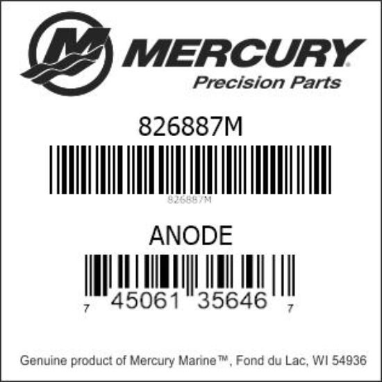 Bar codes for Mercury Marine part number 826887M