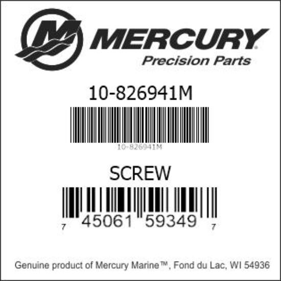 Bar codes for Mercury Marine part number 10-826941M