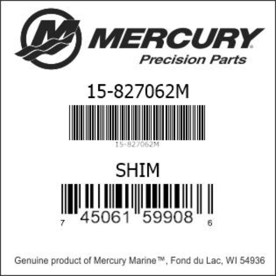Bar codes for Mercury Marine part number 15-827062M