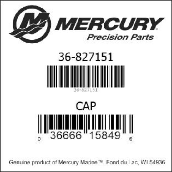 Bar codes for Mercury Marine part number 36-827151