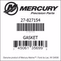 Bar codes for Mercury Marine part number 27-827154