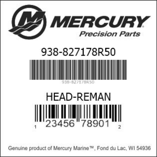 Bar codes for Mercury Marine part number 938-827178R50