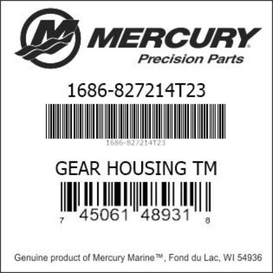Bar codes for Mercury Marine part number 1686-827214T23