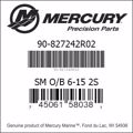 Bar codes for Mercury Marine part number 90-827242R02