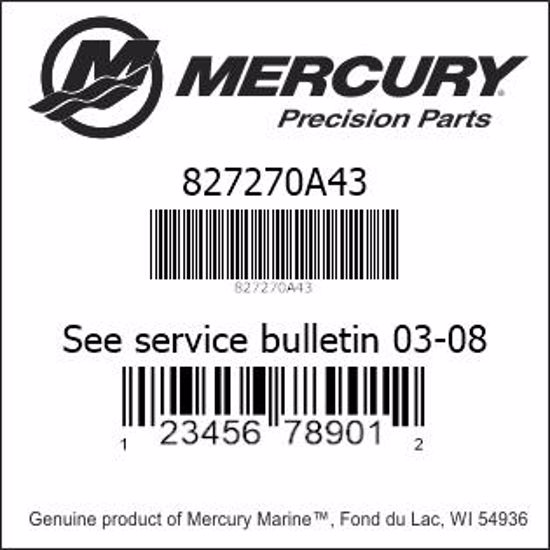 Bar codes for Mercury Marine part number 827270A43