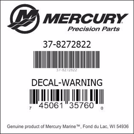 Bar codes for Mercury Marine part number 37-8272822