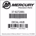 Bar codes for Mercury Marine part number 37-8272881