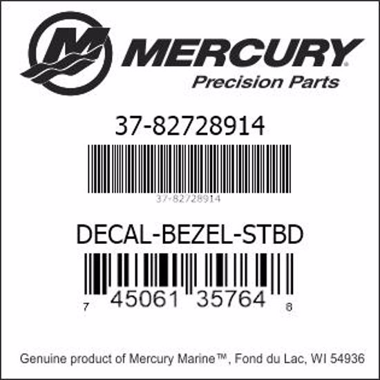 Bar codes for Mercury Marine part number 37-82728914