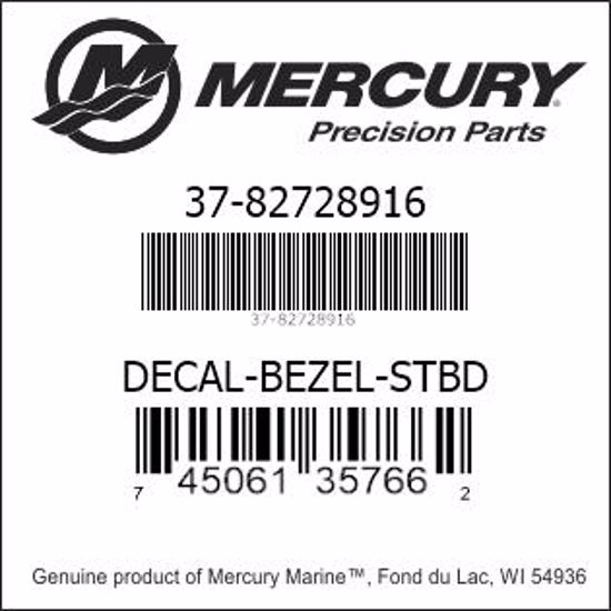 Bar codes for Mercury Marine part number 37-82728916