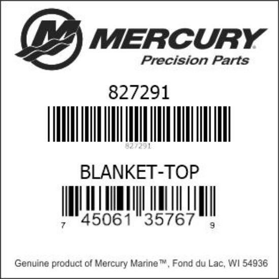 Bar codes for Mercury Marine part number 827291
