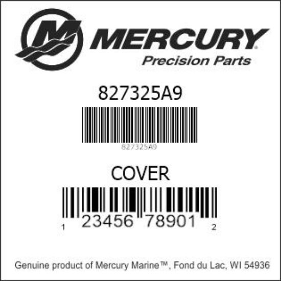 Bar codes for Mercury Marine part number 827325A9