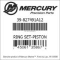 Bar codes for Mercury Marine part number 39-827491A12