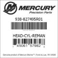 Bar codes for Mercury Marine part number 938-827495R01