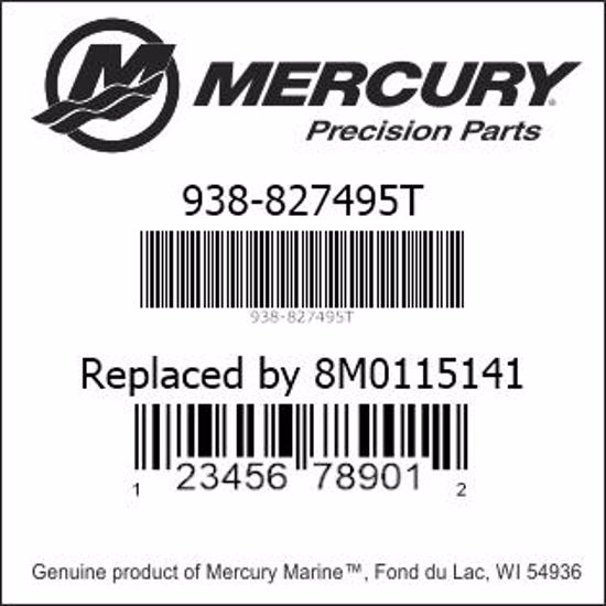 Bar codes for Mercury Marine part number 938-827495T