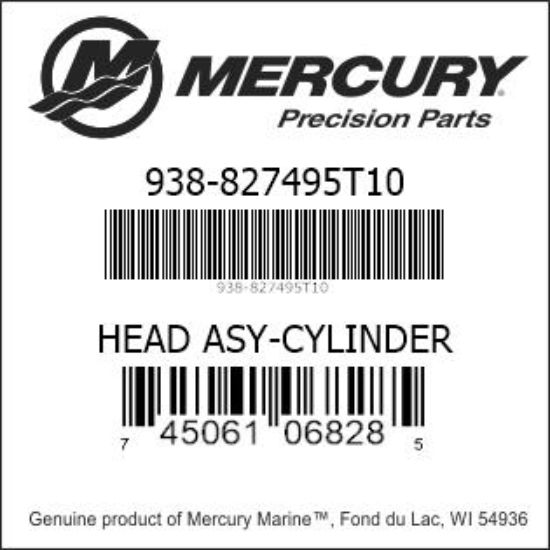 Bar codes for Mercury Marine part number 938-827495T10