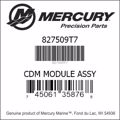 Bar codes for Mercury Marine part number 827509T7