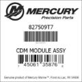 Bar codes for Mercury Marine part number 827509T7