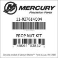 Bar codes for Mercury Marine part number 11-827614Q04