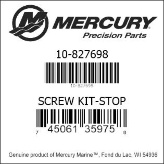 Bar codes for Mercury Marine part number 10-827698