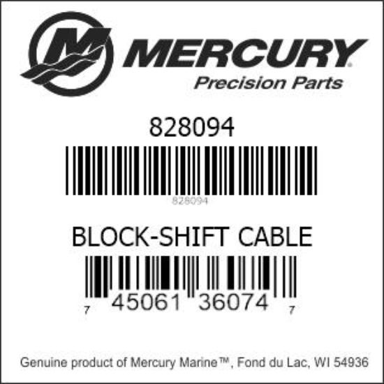 Bar codes for Mercury Marine part number 828094