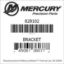 Mercury Marine part number 828102 BRACKET Bar codes for Mercury Marine part number 828102