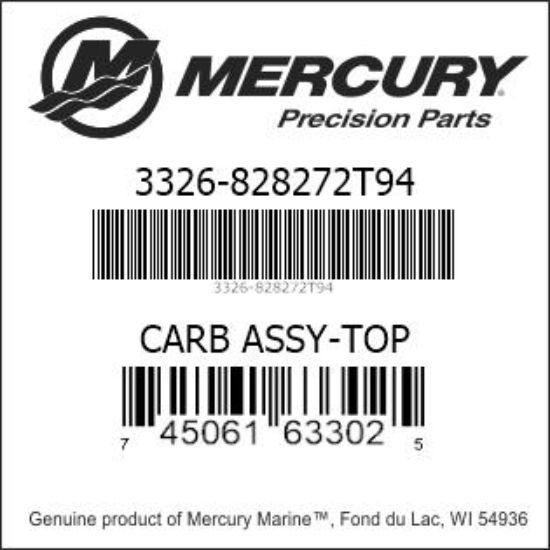 Bar codes for Mercury Marine part number 3326-828272T94
