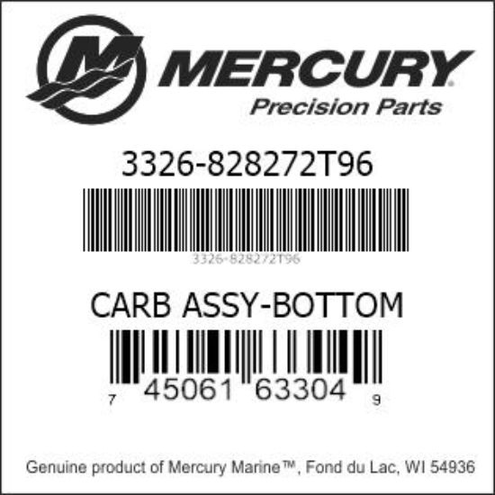 Bar codes for Mercury Marine part number 3326-828272T96