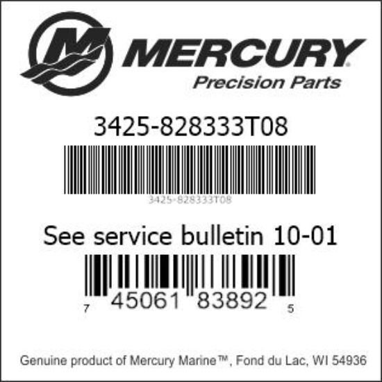 Bar codes for Mercury Marine part number 3425-828333T08