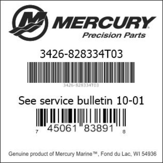Bar codes for Mercury Marine part number 3426-828334T03