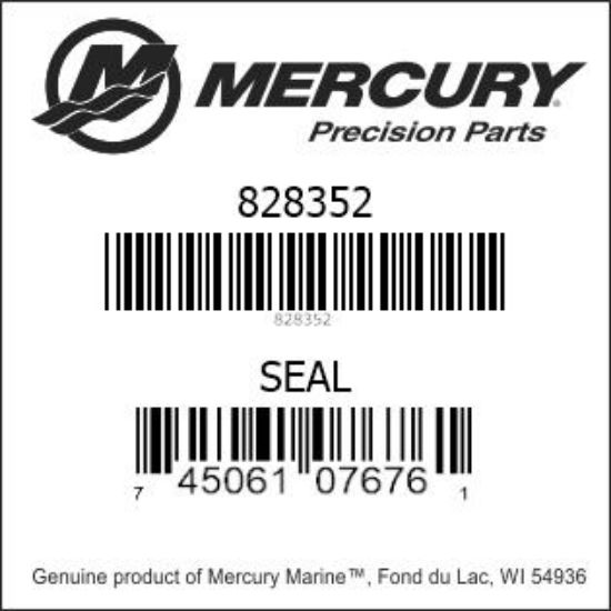 Bar codes for Mercury Marine part number 828352