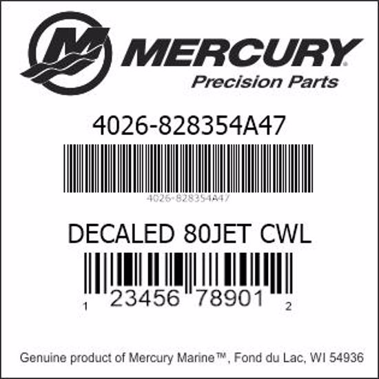 Bar codes for Mercury Marine part number 4026-828354A47