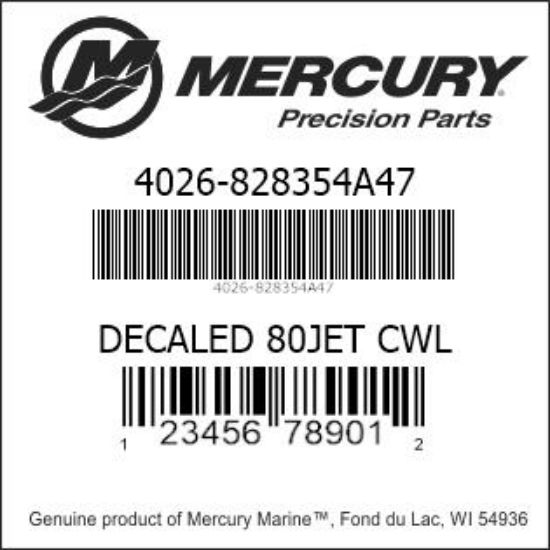 Bar codes for Mercury Marine part number 4026-828354A47