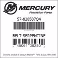 Bar codes for Mercury Marine part number 57-828507Q4