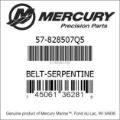 Bar codes for Mercury Marine part number 57-828507Q5