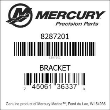 Mercury Marine part number 8287201 BRACKET Bar codes for Mercury Marine part number 8287201