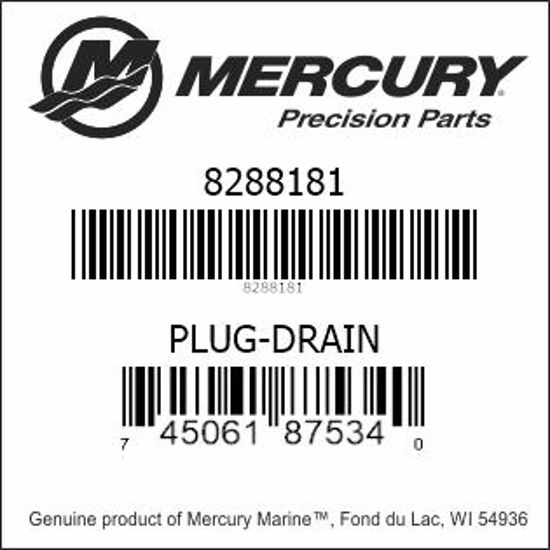 Bar codes for Mercury Marine part number 8288181