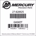 Bar codes for Mercury Marine part number 27-828925