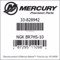 Bar codes for Mercury Marine part number 33-828942