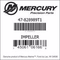 Bar codes for Mercury Marine part number 47-828989T1