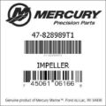 Bar codes for Mercury Marine part number 47-828989T1