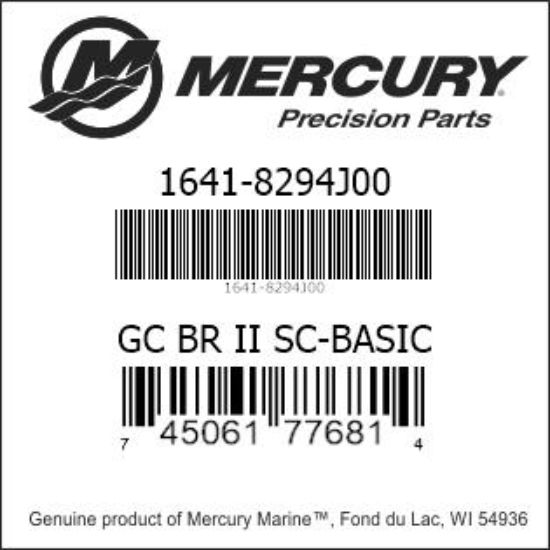 Bar codes for Mercury Marine part number 1641-8294J00