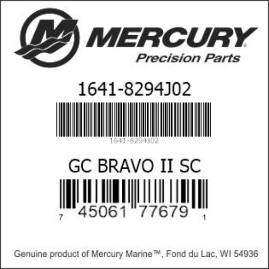 Bar codes for Mercury Marine part number 1641-8294J02