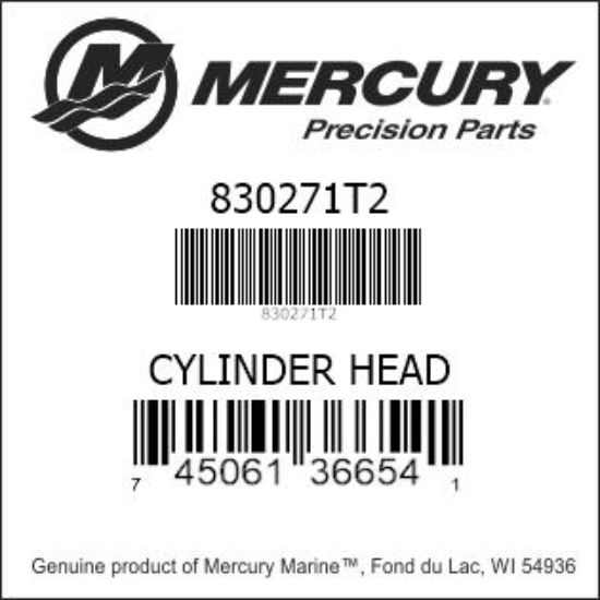 Bar codes for Mercury Marine part number 830271T2