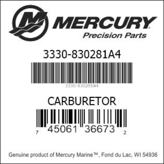 Bar codes for Mercury Marine part number 3330-830281A4